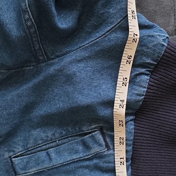 ZARA The Contrast Denim Bomber Jacket - Picture 12 of 13